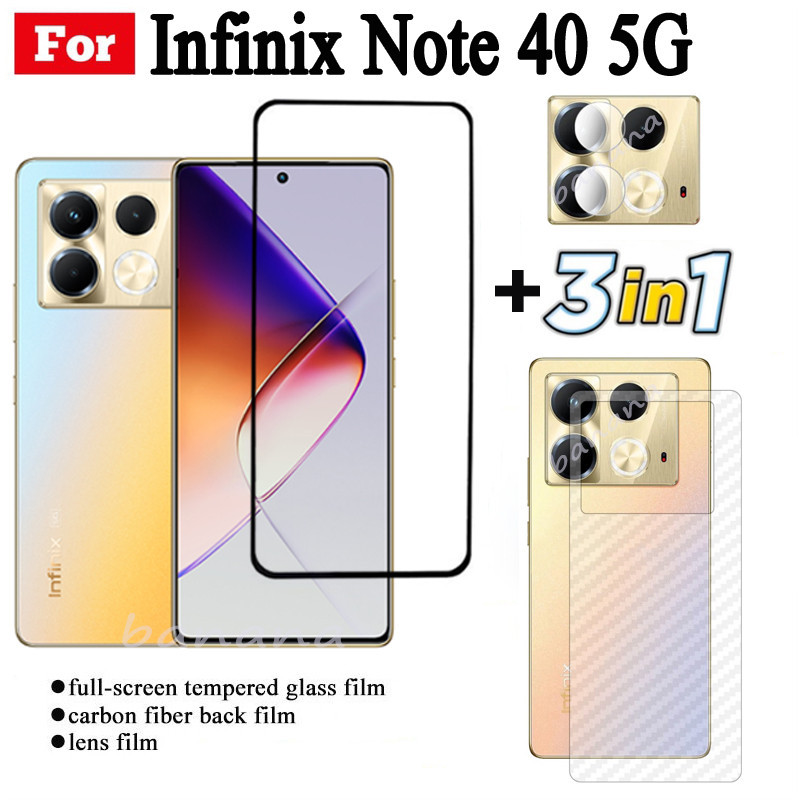 Phim kính cường lực 3 TRONG 1 Infinix Note 40 5G cho Infinix Note40 Full Cover Bảo vệ màn hình Kính infinix Note 30 30i 30Vip Note 10 Pro Phim ống kính máy ảnh + phim mặt sau