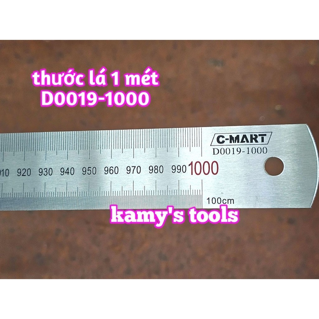 Thước lá inox 1m 1 mét 100cm 1000mm bản 35mm hệ inch và mét C-mart ...