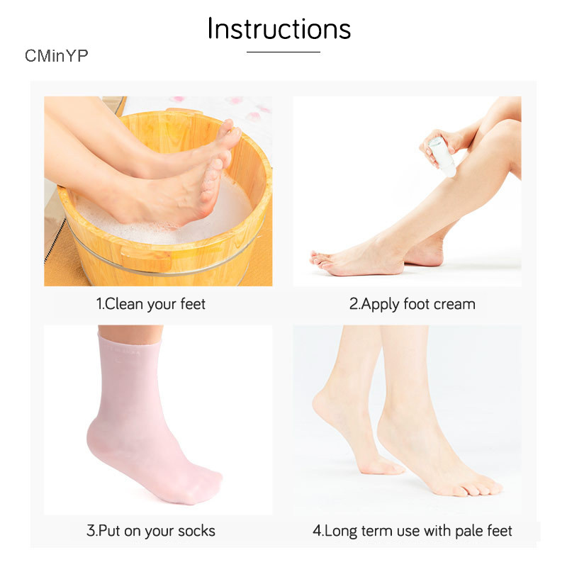 Cminyp 1 Sử Dụng Tại Nhà Tất Chăm Sóc Bàn Chân Silicon Dưỡng Ẩm Gel Gót Tất Chăm Sóc Bàn Chân Bảo Vệ Chống Nứt Vinh Quang
