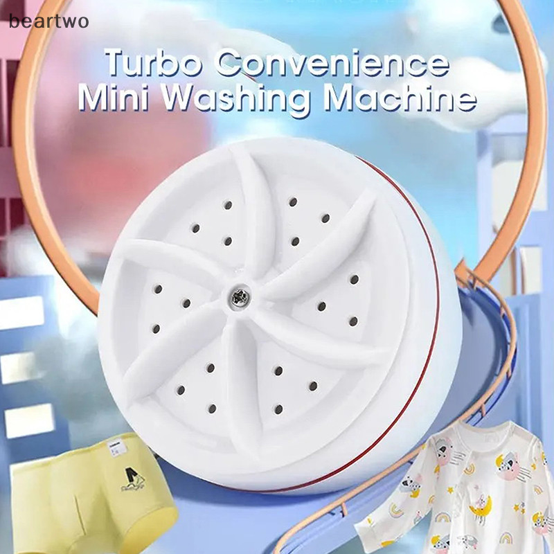 < Beartwo > Máy giặt Turbo siêu âm dành cho du lịch gia đình chạy bằng USB di động để làm sạch tất đẹp