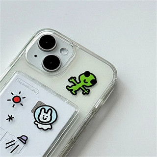 Vỏ đựng thẻ hình thỏ ngoài hành tinh dễ thương Hàn Quốc cho Iphone 8Plus 12mini 13mini 16promax Xs XR XSMAX 11pro Max 16pro 12 13 14 15 Pro Max Vỏ mềm 14promax