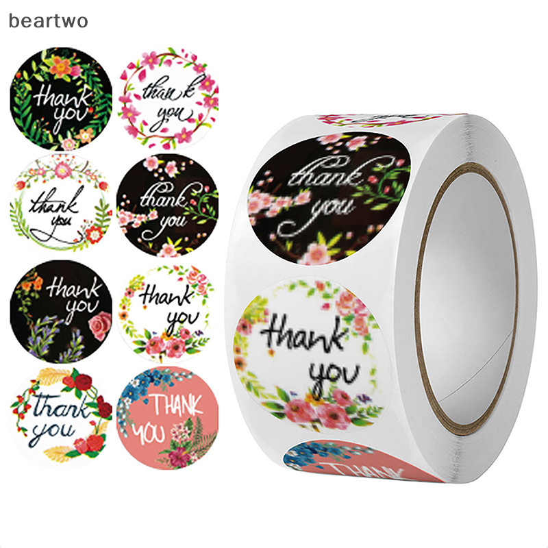 < Beartwo > 500 Cái 1inch Hoa Lãng Mạn Cảm Ơn Dán Cuộn Cho Phong Bì Hộp Trang Sức Cưới Văn Phòng Phẩm Con Dấu Miếng Dán Quà Tặng Lable Đẹp
