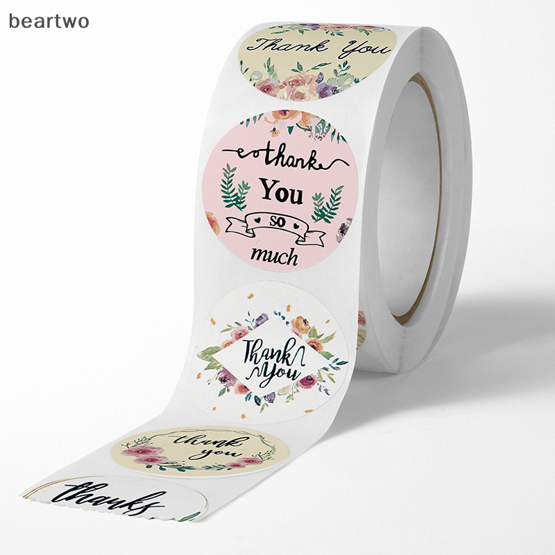 < Beartwo > 500 Cái 1inch Hoa Lãng Mạn Cảm Ơn Dán Cuộn Cho Phong Bì Hộp Trang Sức Cưới Văn Phòng Phẩm Con Dấu Miếng Dán Quà Tặng Lable Đẹp