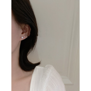 S925 Bạc 3mm4mm Zircon Bông Tai Thời Trang Đơn Giản Bông Tai Trang Sức Nam Nữ Sinh Quà Tặng