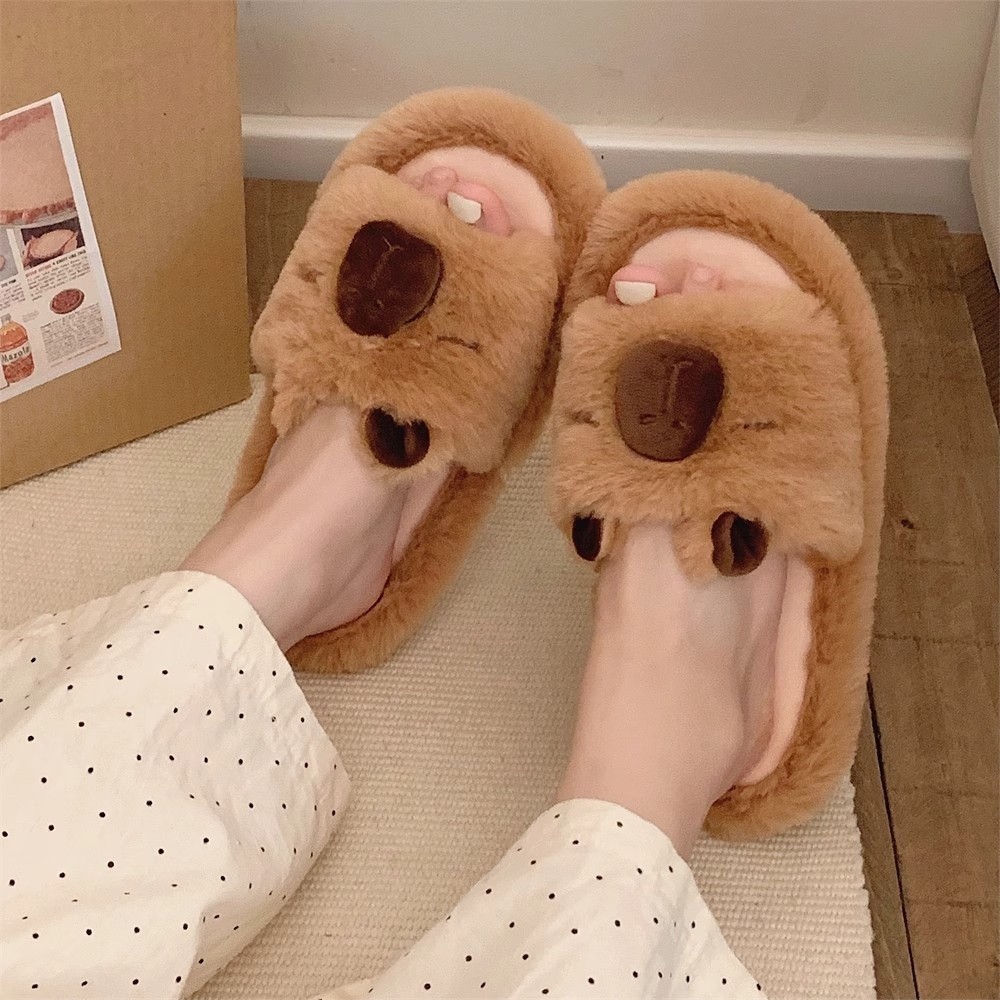 Xixitiao Dép Cotton Dễ Thương Kapibara Nữ Thu Đông Phòng Ngủ Học Sinh Giữ Ấm