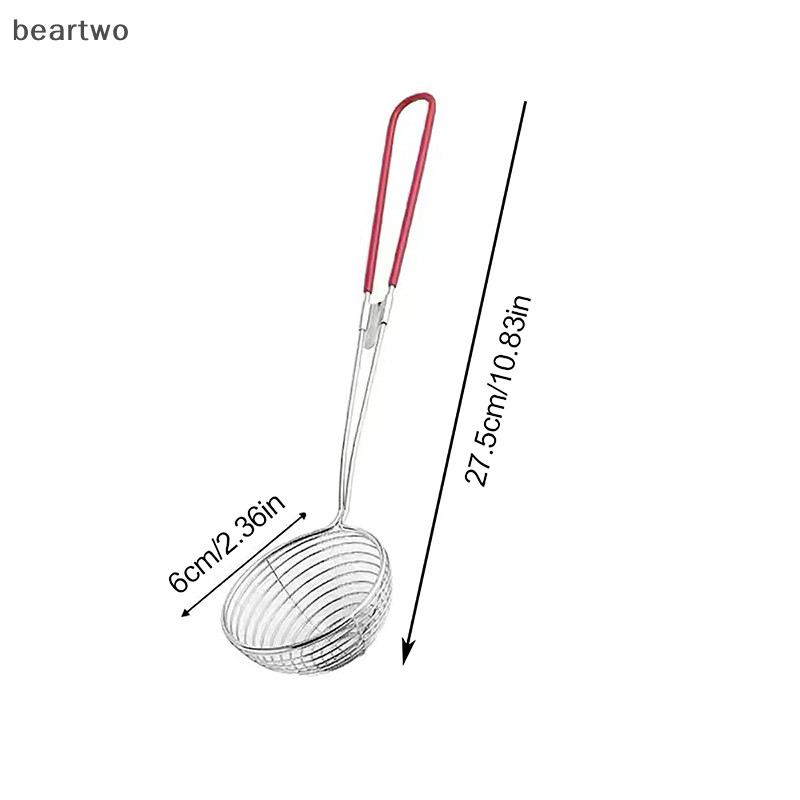 < Beartwo > 1 Bộ Lọc Tay Cầm Màu Đỏ Thép Không Gỉ Bong Bóng Trà Dầu Trà Sữa Ngọc Trai Thìa Lọc An Toàn Tròn Đẹp Nhà Bếp Tiện Ích