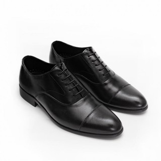 Giày tây nam công sở cao cấp  Fttleather da bò đế phíp gỗ màu nâu Oxford Captoe mẫu 635