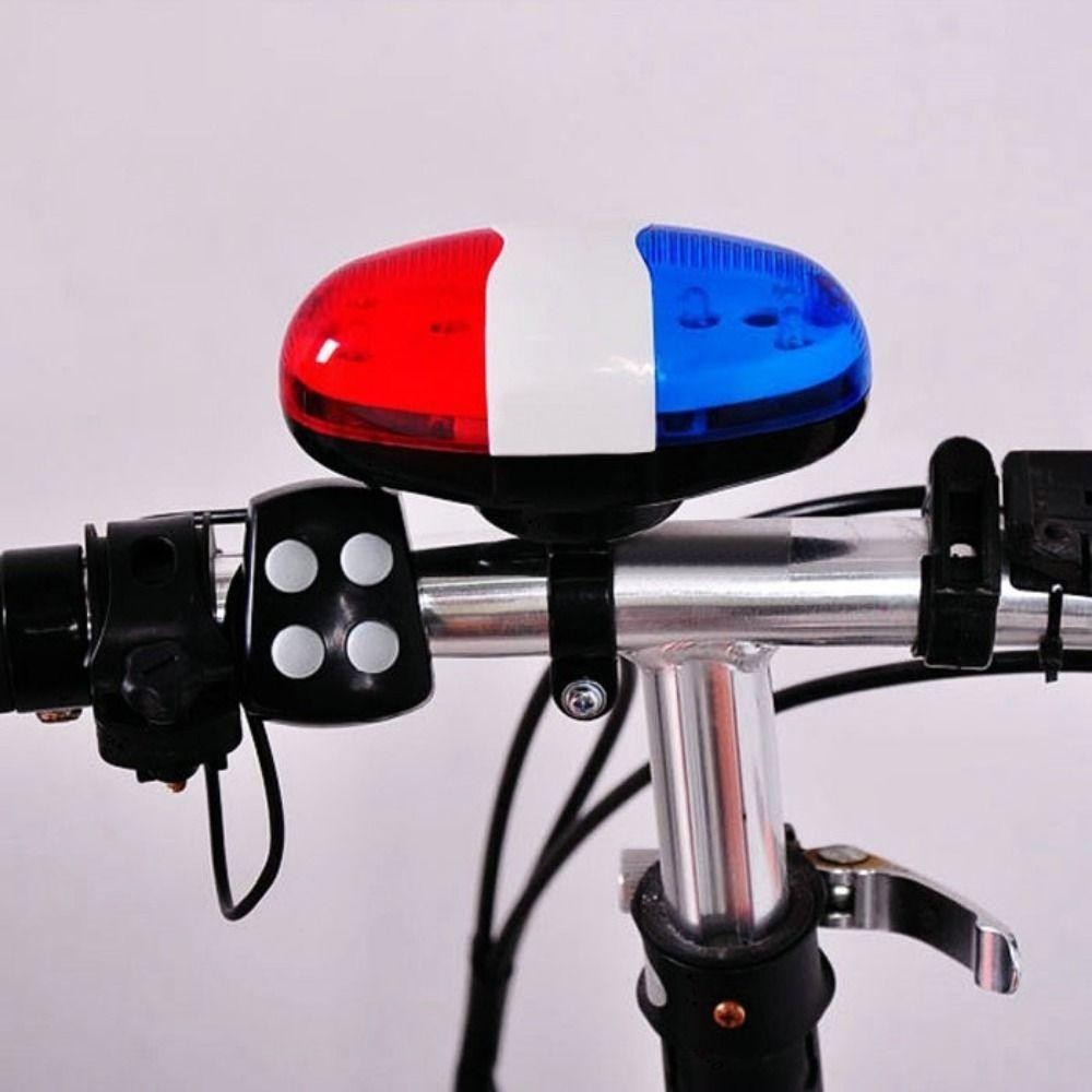 Chuông còi xe đạp điện tử 4 tông màu, 6 đèn LED xe cảnh sát, nhựa, còi xe đạp trẻ em ngoài trời