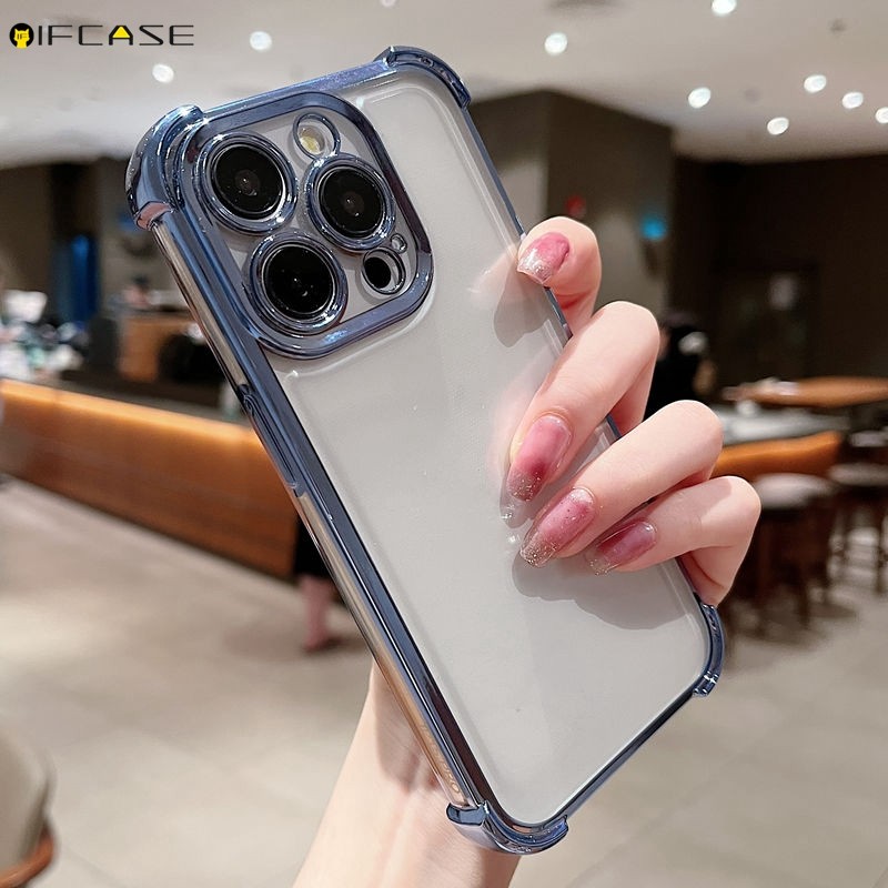 Dành Cho Samsung Galaxy A16 A15 A14 A13 A12 A55 A54 5G A52 A52s A51 4G Ốp Điện Thoại 4 Góc Túi Khí Chống Rơi Chống Sốc Mạ Vàng Trong Suốt Vỏ Mềm Ốp Lưng