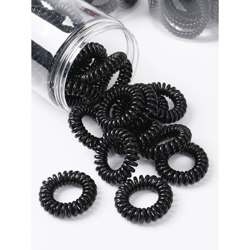 Thời Trang Đen Tất Cả Trên Cáp Điện Thoại Scrunchie Nữ Hàn Quốc Dây Buộc Tóc Da Dây Điện Cuộn Dây Mũ Đội Đầu