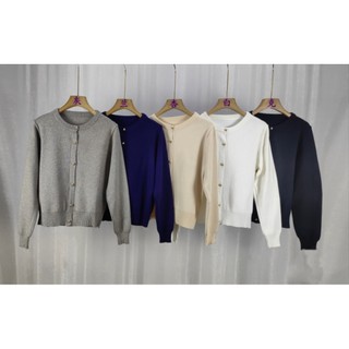 Áo Khoác Cardigan dệt kim cổ tròn áo mặc trong dễ phối tôn dáng rộng rãi mẫu mới mùa thu cho nữ