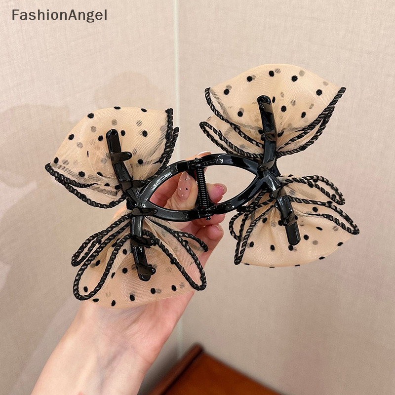 Fashionangel Lưới Thanh Lịch Nơ Kẹp Tóc Nữ Đuôi Ngựa Vuốt Kẹp Lấp Lánh Kim Cương Giả Kẹp Tóc Bé Gái Mũ Đội Đầu Phụ Kiện Tóc Quà Tặng TH