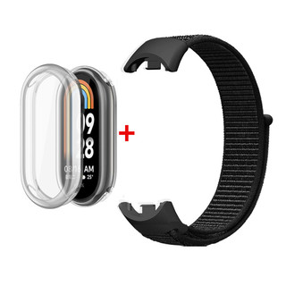 Dây đeo 2in1 + Vỏ dây đeo Nylon dệt Dây đeo cổ tay cho Xiaomi Smart Band 10 / Miband 9 / Miband 8 Vỏ bảo vệ màn hình