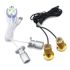 USB 5V Led Spot Light 3W Bề Mặt Gắn Tủ Trưng Bày Quầy Trang Sức Đèn Xoay Góc Trần Mini Spotlight