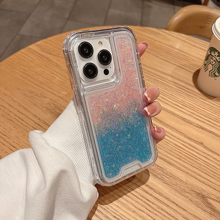 Vỏ lấp lánh trong suốt 2 trong 1 cho IPhone 16 15 14 13 12 11 Pro Max 7 8 Plus XSMAX XR XS 12 13 Túi khí chống va chạm Mini chống va chạm Arcylic Vỏ điện thoại chống sốc