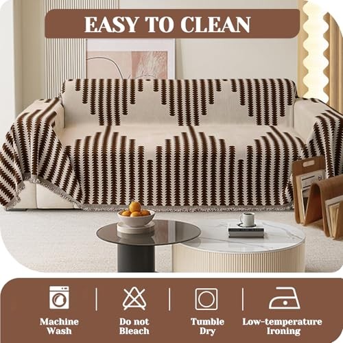 Chăn Sofa Sọc Chenille, Vỏ Ghế Sofa Hiện Đại Một Mảnh, Chống Trơn Trượt Và Có Thể Giặt Được, Vỏ Sofa 2 Chỗ Và 3 Chỗ