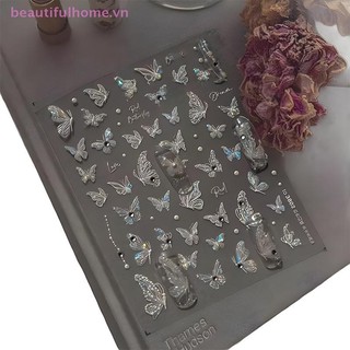 [Beautifulhome] Miếng dán móng tay hình con bướm với kim cương Đề can giảm đau lập thể Dính Nail Art Salon DIY Nail Art Người đam mê [làm đẹp]