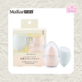Set 2 mút trang điểm tán kem nền Malian Nhật 2 kiểu dáng kèm 1 hộp đựng