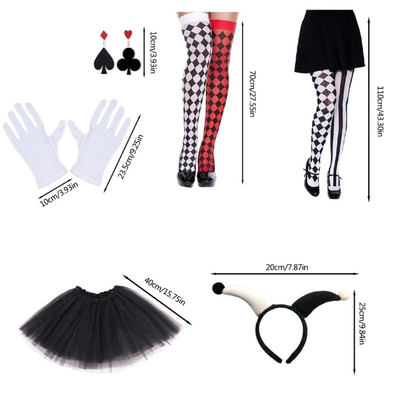 Sela Chú Hề Trang Phục Bộ Trang Phục Chú Hề Đầu Cổ Găng Tay Quần Và Váy Cho Nữ Halloween Giáng Sinh Cosplay