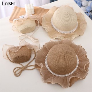 Nón Cối Rộng Vành Phối Ren Hoa Phong Cách Công Chúa Cho Bé Gái