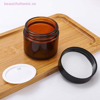 [Beautifulhome] Chai thuốc mỡ có thể đổ lại bằng thủy tinh màu nâu Bình đựng mỹ phẩm rỗng Hộp đựng kem dưỡng da mặt phấn mắt 5 / 10 / 15 / 20 / 25 / 30 / 50 / 60g Chai mẫu [làm đẹp]