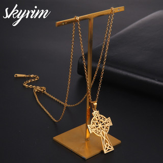 Skyrim Titan Thép Không Gỉ Chữ Thập Vòng Cổ Nam Thanh Lịch Nữ Quyến Rũ Trang Sức Thời Trang