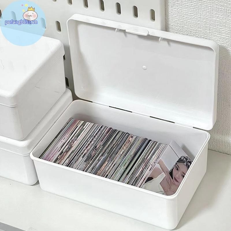 Pufangbliss Trong Suốt Lật Cotton Hộp Bảo Quản Trang Điểm Tổ Chức al Photocard Thần Tượng Thẻ Hộp Bảo Quản Hộp Chống Bụi VN