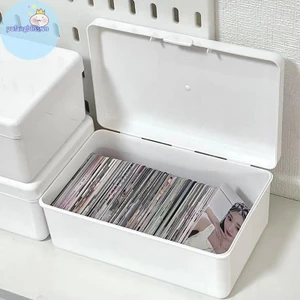 Pufangbliss Trong Suốt Lật Cotton Hộp Bảo Quản Trang Điểm Tổ Chức al Photocard Thần Tượng Thẻ Hộp Bảo Quản Hộp Chống Bụi VN