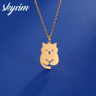 Vòng cổ nữ SKYRIM Mặt dây chuyền mèo con bằng thép không gỉ Quà tặng trang sức