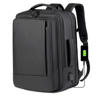 1 Ba lô du lịch có thể mở rộng, Ba lô nam công sở thông thường, có sạc USB, vải chống thấm nước, thích hợp để đi lại hàng ngày