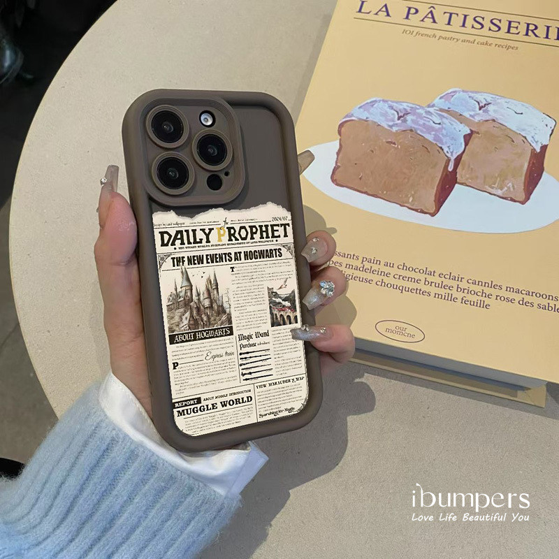 ibumpers Ốp Điện Thoại iPhone Harry Potter Daily Prophet Pattern Ốp Lưng Dày Dặn Silicon Mềm Chống Rơi Chống Sốc Cho IPhone 16 15 14 12 13 11 Pro Max IP 7 8 Plus X XS XR