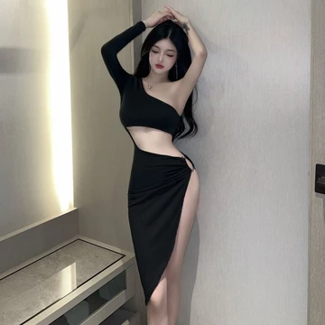 Sexy quyến rũ phong cách rỗng thiết kế ăn mặc hộp đêm quán bar phong cách rẽ nhánh thiết kế Âu Mỹ phong cách bất quy tắc thiết kế mỏng cho bữa tiệc