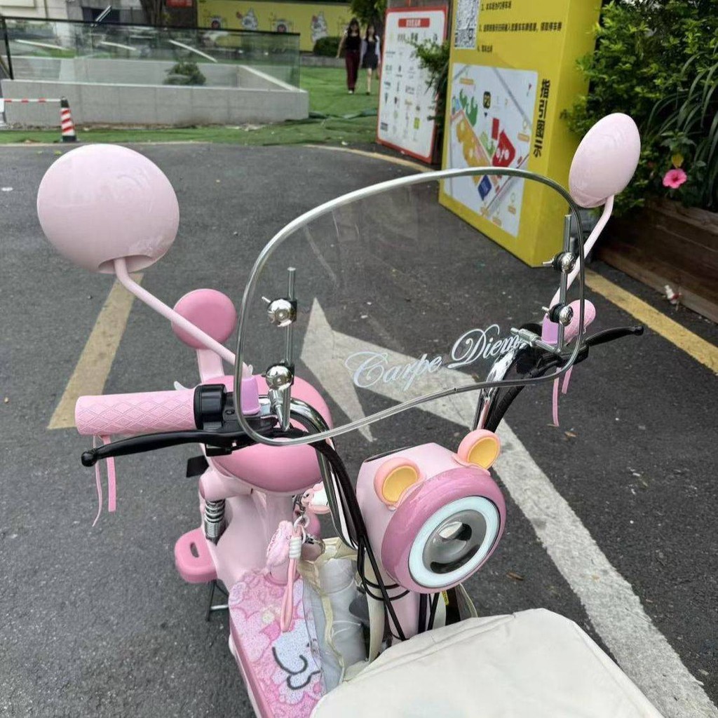Dễ Thương KT Mèo Xe Điện Gương Chiếu Hậu Pin Xe Gương Tròn Emma Di Đuôi Đa Năng Đảo Chiều Gương Phản Quang