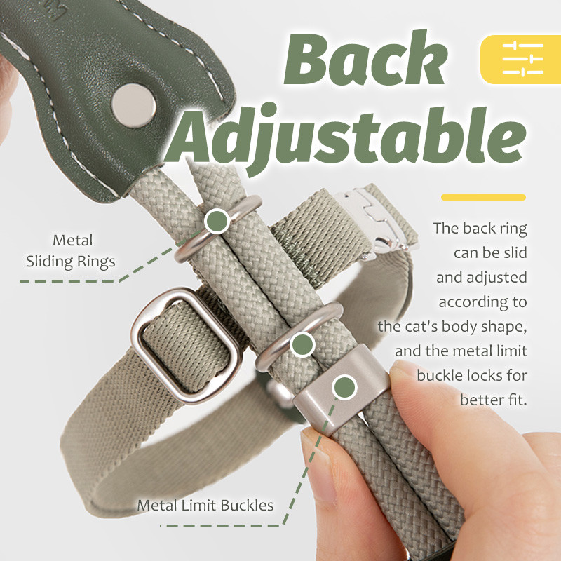 HamshMoc Thoát Chống Mèo Dây H-Back Có Thể Điều Chỉnh Nhẹ Hợp Kim Kẽm Khóa Eco RPET Webbing