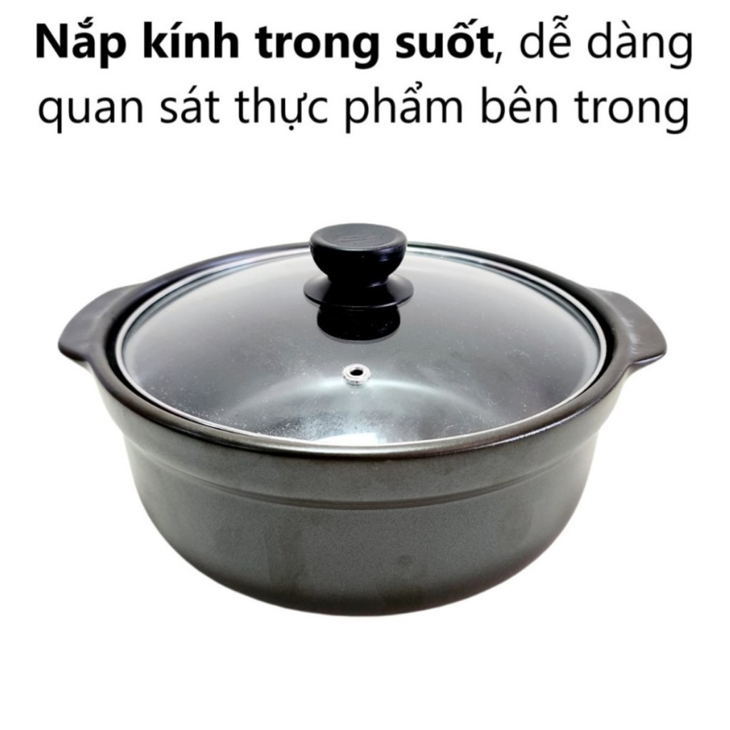 Nồi đất sứ loại 2 tráng men chống dính - Có nắp, sâu lòng, cạn lòng - Kho cá, thịt, mì cay, cơm niêu