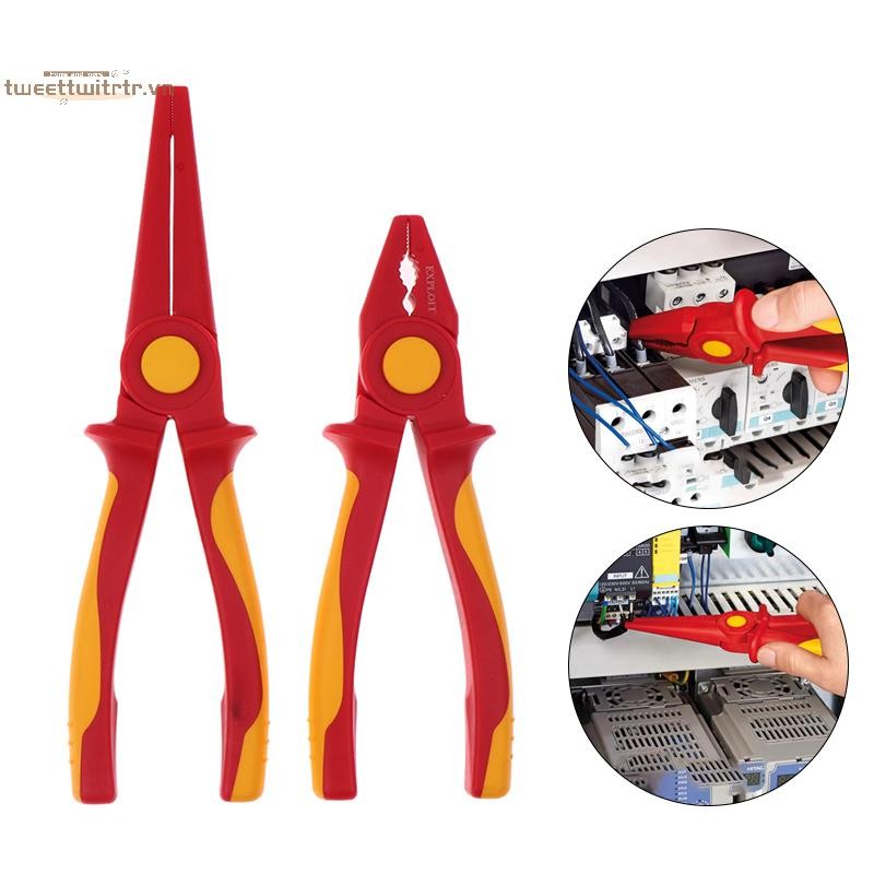 Kìm nhựa cách nhiệt rắn TRTR 1000V Tay cầm chống trượt điện áp cao Kìm dây cách nhiệt Kìm mũi kim VN