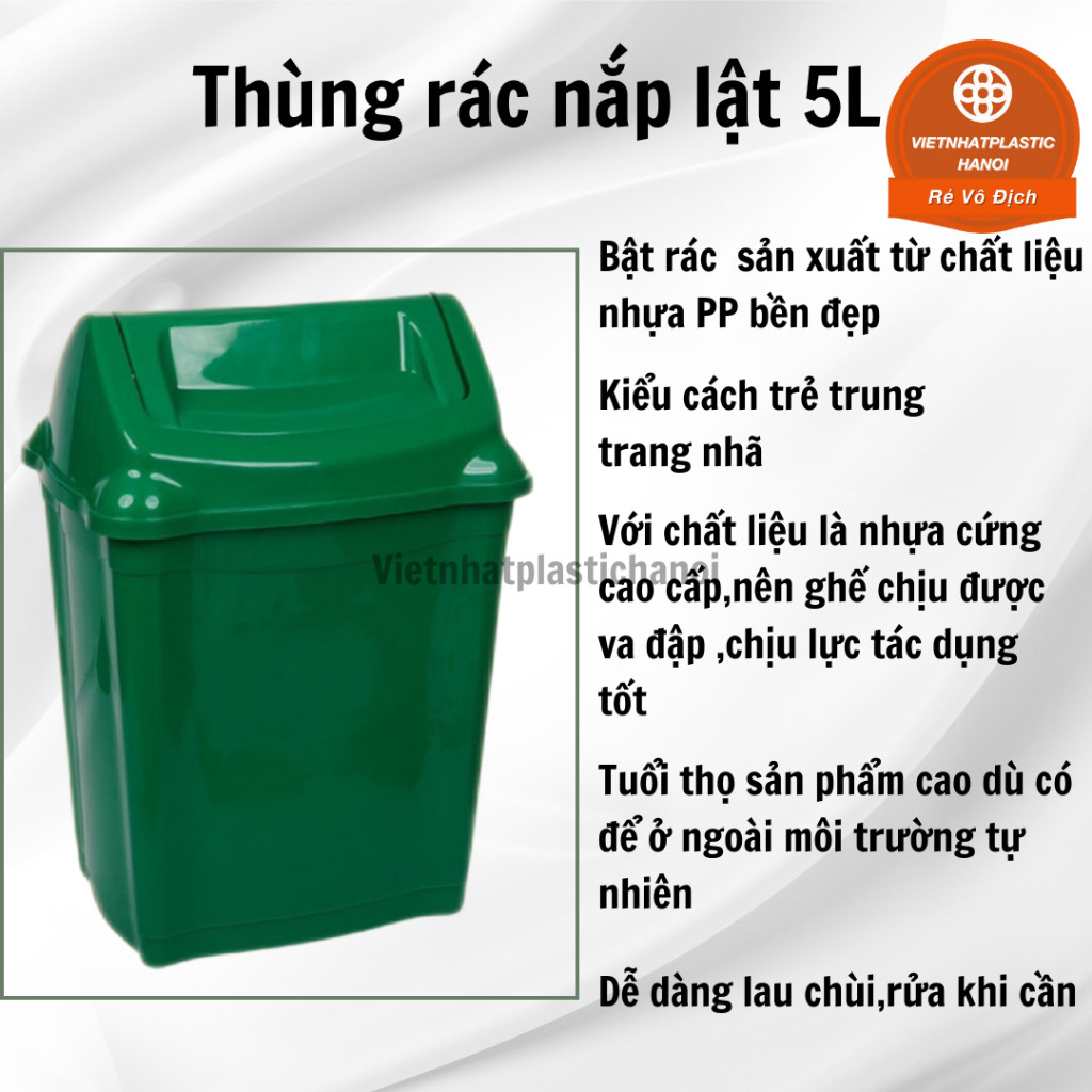Thùng rác nhựa nắp lật đủ kích cỡ 5L/8L/15L/26L/42L- 5318 AMIZIN