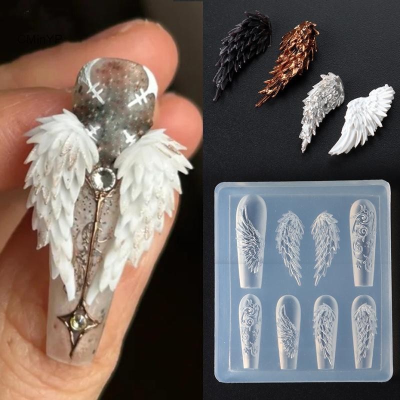 CyinYP Khuôn silicon 3D tạo móng hoa nơ, khuôn mẫu trong suốt, dùng cho nghệ thuật DIY, dụng cụ dập trang trí