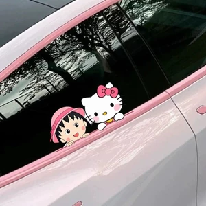 Cherry Maruko Xe Phía Sau Kính Chắn Gió Trang Trí Dán Mèo Mèo Xe Máy Chống Thấm Nước Dán