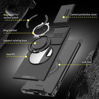 Vỏ Luxury 360 ° Xoay Vòng Kim Loại Ẩn Giá Đỡ Xe Giáp Ốp Lưng Điện Thoại Samsung S24 Ultra S21 S22 S23 Ultra Plus S20 FE A54 A15