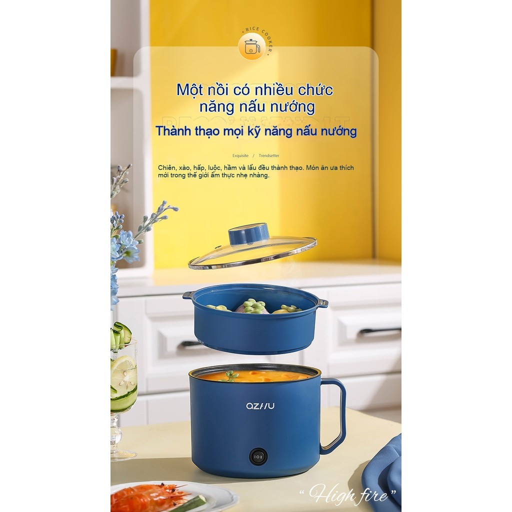 Nồi điện đa năng không dính mini - 1-2 người dùng, nấu cơm/xào món 1 thể, dễ lau chùi dùng gia đình/ký túc xá