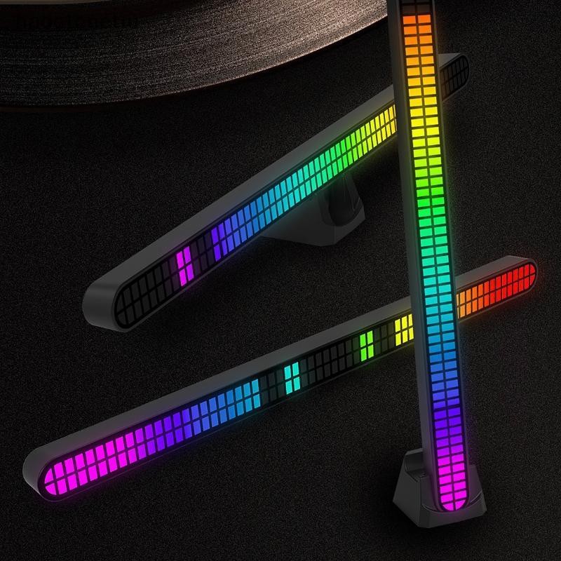 NS 30CM Double-row 64bit RGB PickUp Thanh LED Sạc Từ Tính Cài Đặt Âm Nhạc Nhịp Điệu Ánh Sáng Ô Tô Chiếu Sáng Bầu Không Khí Đèn Để Bàn NS