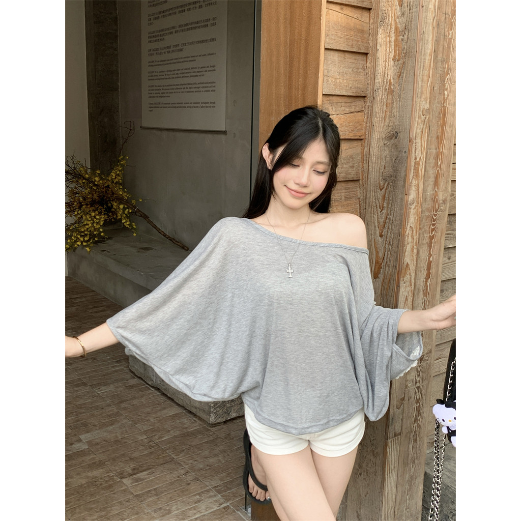 Kii Wii Áo thun thường ngày đeo vai xiên dành cho nữ mùa hè 250724