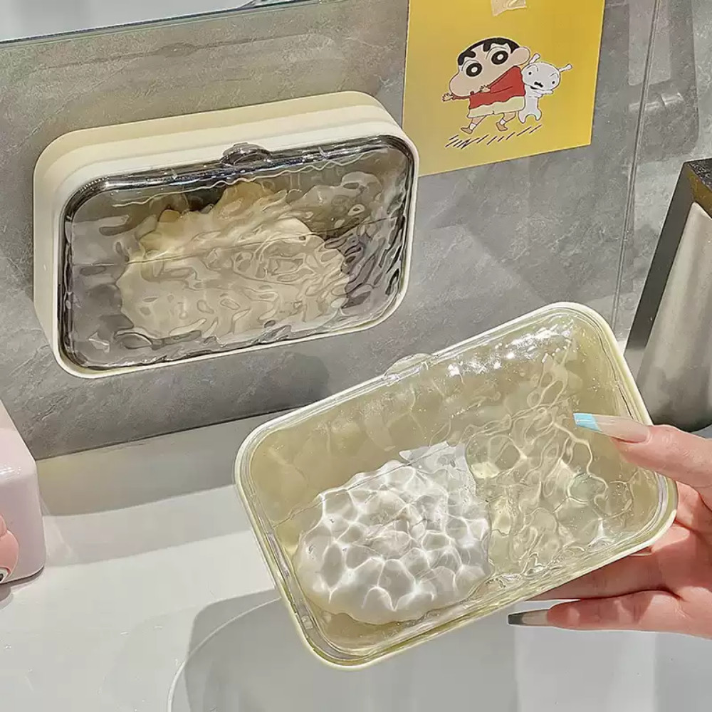Kệ Đựng Xà Phòng Dán Tường Có Nắp Đậy Kín Chống Nước, Kệ Đựng Xà Bông Rửa Tay Nhà Tắm