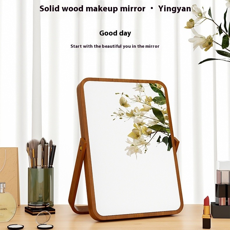 Gương trang điểm để bàn gỗ nguyên khối, gập lại, treo tường, di động, HD