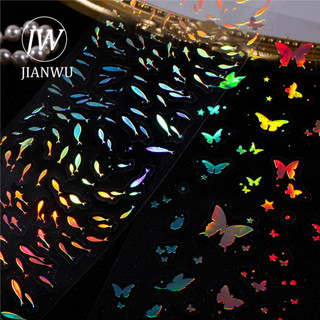 JIANWU Star Series Vintage Bướm Tuyết Bong Bóng Phong Cảnh Chất Liệu Cắt Kéo Sổ Lưu Niệm PET Miếng Dán Sáng Tạo Tạp Chí Văn Phòng Phẩm