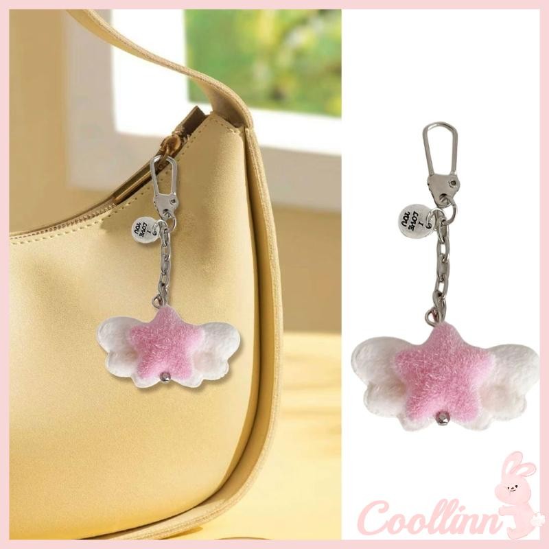 COO Chất Liệu Đổ Xô Ngôi Sao Móc Khóa Fuzzy Cánh Thiên Thần Trang Trí Thời Trang Thiết Thực Cho Học Sinh Cô Gái Bạn Bè