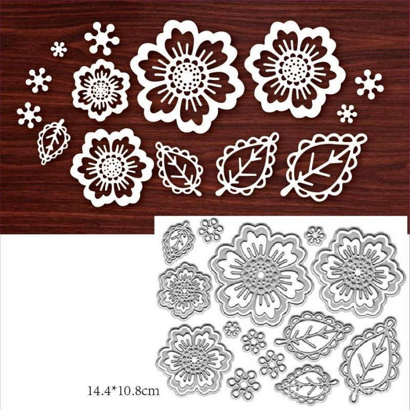 Hoa Lá Kim Loại Thép Carbon Cắt Khuôn DIY Giấy Thủ Công Dập Nổi Khắc Mẫu Sổ Lưu Niệm Album Ảnh Thiệp Chúc Mừng Trang Trí