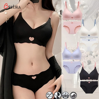 『 Brelira 』 Bộ áo ngực nâng ngực liền mạch trẻ trung Hỗ trợ thạch chống chảy xệ Đồ lót không dây Peach Heart Undies Đồ lót nữ gợi cảm