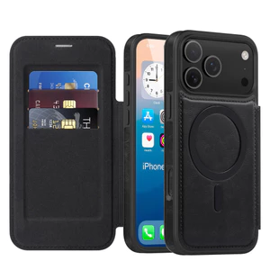 Ốp Điện Thoại Từ Tính Da Nâng Cấp Cho iPhone 17 Promax 16 15 14 13 12 11 Pro Max 17Air Vỏ Bảo Vệ Chống Sốc Có Vỏ Khe Cắm Thẻ Tích Hợp